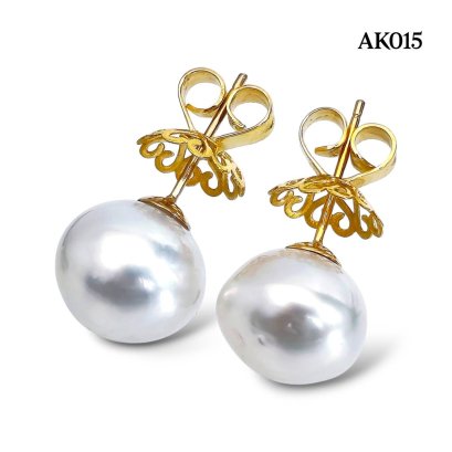 Approx 12.0 mm, White South Sea Pearl, Pearl Stud Earrings