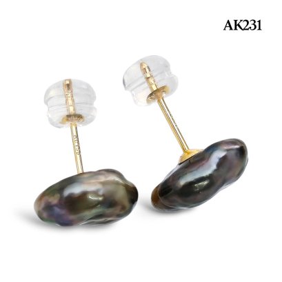 Approx. 8.0 mm, Keshi Tahitian Pearl, Stud Earrings