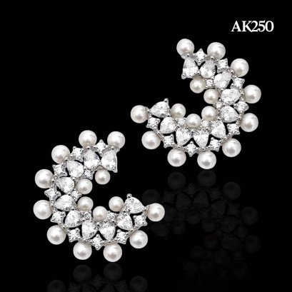 Approx. 2.5 and 3.5 mm up, AK Pearl, Peacock Tail Pearl Stud Earrings
