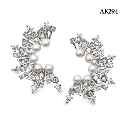 Approx. 3.0 mm, AK Pearl, Art Deco Pearls Stud Earrings
