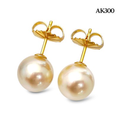 Approx. 11.0 mm, Gold South Sea Pearl, Stud Earrings