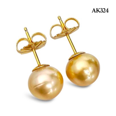 Approx. 11.0 mm, Gold South Sea Pearl, Stud Earrings