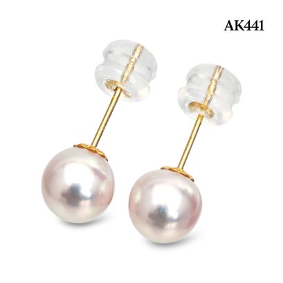 Approx. 6.0 mm up, Hanamomo, Akoya Pearl, Stud Earrings
