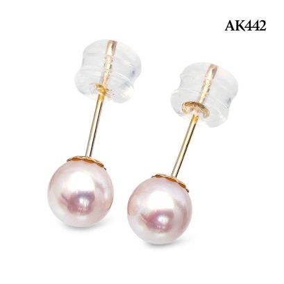 Approx. 5.0 mm up, Hanamomo, Akoya Pearl, Stud Earrings