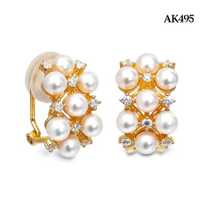 Approx. 3.0 - 4.0 mm, AK Pearl, Cluster Pearl CZ Omega Earring Backs