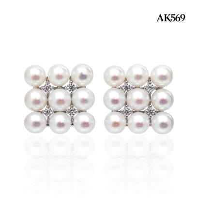 Approx. 4.5 - 5.0 mm, AK Pearl, Pearl Pack CZ Stud Earrings