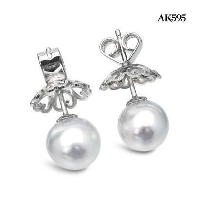 Approx. 9.0 mm, White South Sea Pearl, Stud Pearl Earrings