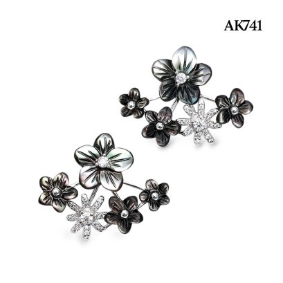 Flower Mother of Pearl, Stud Earring with Jacket