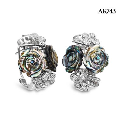 Andaman Roses MOP Earrings with Omega Earring Backs