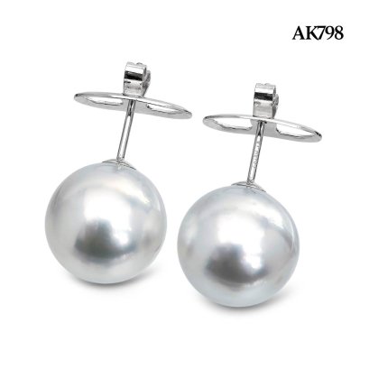 (PSL) Approx. 13.0 mm, Aurora Phoenix, White South Sea Pearl, Stud Pearl Earrings