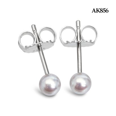 Approx. 4.0 mm up, Akoya Pearl, Stud Earrings