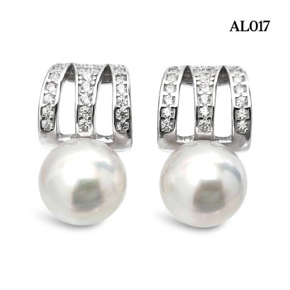 Approx. 8.0 mm, Hanamomo, Akoya Pearl, M Pearl Stud Earrings