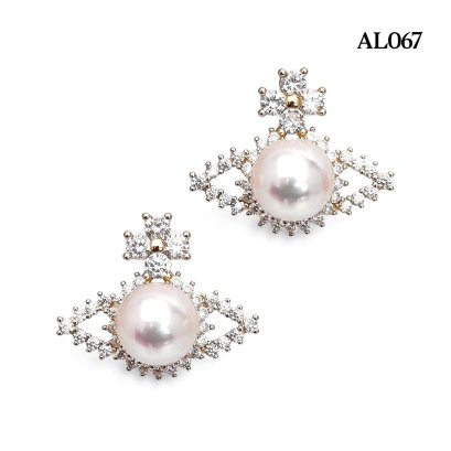Approx. 8.0 mm, Hanamomo, Akoya Pearl, Evil Eyes Pearl Stud Earrings