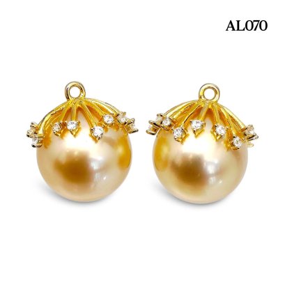 Approx. 12.0 mm, Gold South Sea Pearl, CZ Icicle Solitaire Pearl, Pearl Drop (For Dangle Earrings)
