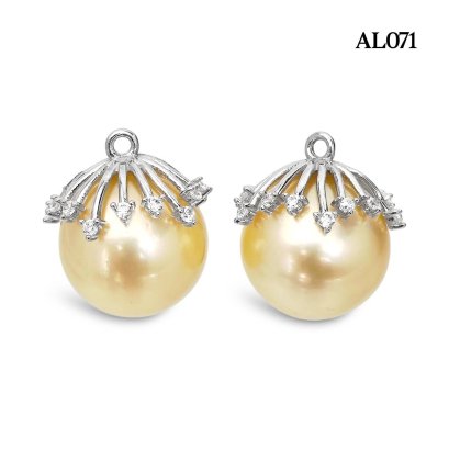 Approx. 12.0 mm, Gold South Sea Pearl, CZ Icicle Solitaire Pearl, Pearl Drop (For Dangle Earrings)