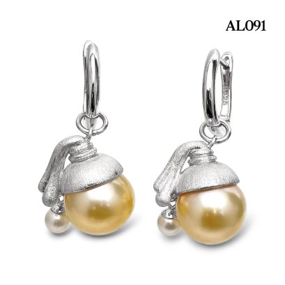 Approx. 4.0 mm - 11.0 mm up, Akoya Pearl and Gold South Sea Pearl, "Girl with a Pearl Earrings" Pearl Earrings