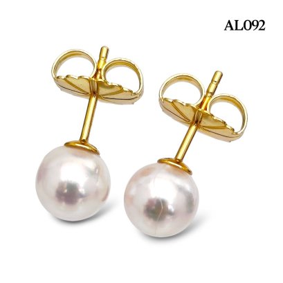 (No Pass QC) 8.0 mm and 8.1 mm, Hanamomo, Akoya Pearl, Pearl Stud Earrings