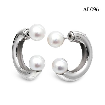 Approx. 5.0 mm up, AK Pearl, Pearl Stud Earrings with Arch Bridge Pearl Earring Backs