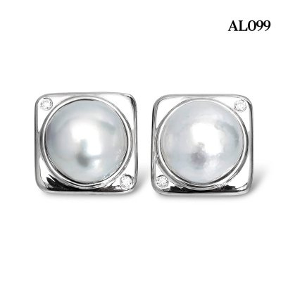 12.9 mm and 13.1 mm, The Rock Premium, "The Pinnacle of Baroque Pearls" Square Collection Pearl Stud Earrings