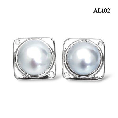 Approx. 12.0 - 13.0 mm, The Rock Premium, "The Pinnacle of Baroque Pearls" Square Collection Pearl Stud Earrings