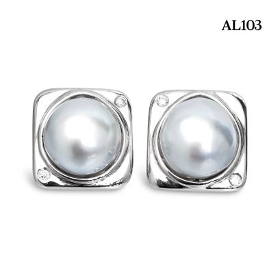 12.3 mm and 12.5 mm, The Rock Premium, "The Pinnacle of Baroque Pearls" Square Collection Pearl Stud Earrings