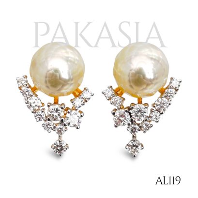8.0 mm and 8.1 mm, Hanashinju, Moonlight, Pearl Diamond Hive Stud Earrings