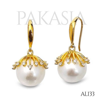 Approx. 10.0 - 11.0 mm, Edison Pearl, Fish Hooks Earrings Dangle Pearl with Icicle CZ Cap