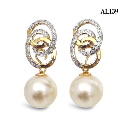 Approx. 10.0 mm, Gold South Sea Pearl, Rings Design Dangle Pearl Stud Earrings
