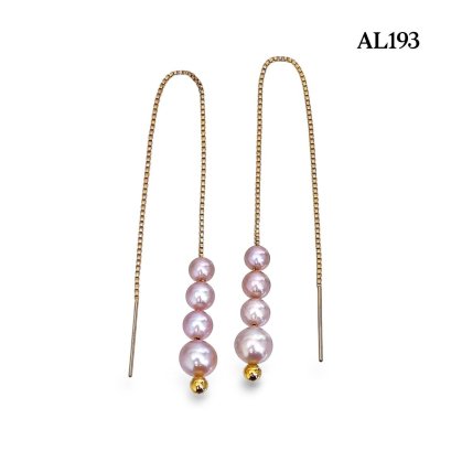 Approx. 4.0 - 6.0 mm, Freshwater Pearl, Four Pearl Ascending Order Threader Earrings