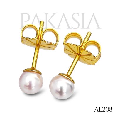 Approx. 5.0 mm, Hanamomo, Akoya Pearl, Pearl Stud Earrings
