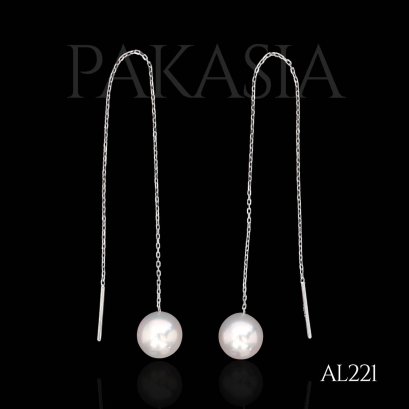 7.6 mm and 7.8 mm, Akoya Pearl, Threader Pearl Stud Earrings