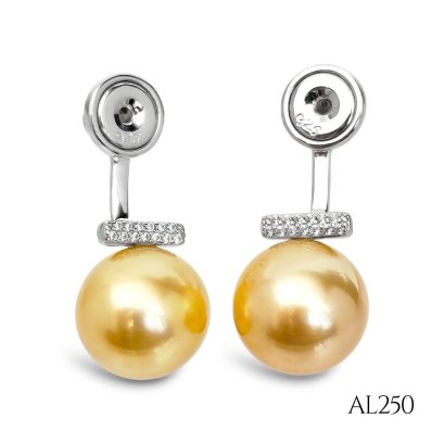 Approx. 11.0 mm, Gold South Sea Pearl, Arch Bridge Pearl Earring Backs