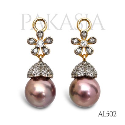 Approx. 11.0 mm, Edison Pearl, Flower White Topaz Dangle Pearl Drops (For Earrings)