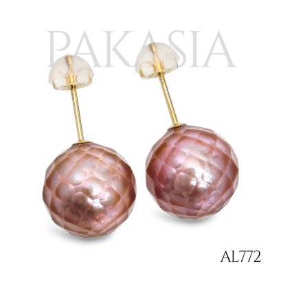 10.7 mm and 10.7 mm, Hanashinju, Freshwater Pearl, Stud Earrings