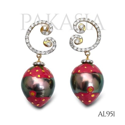 11.2 mm and 11.3 mm, Ariake Robert Wan, Tahitian Pearl, Stud Earrings Dangle Pearl