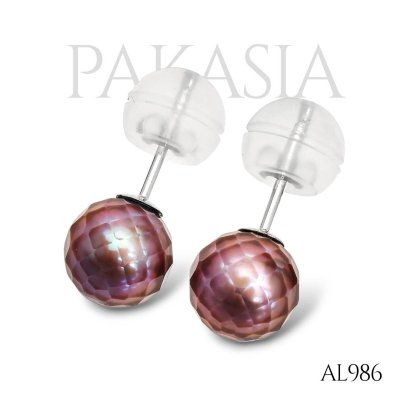 Approx. 8.0 mm, Hanashinju, Freshwater Pearl, Pearl Stud Earrings