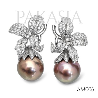 Approx. 14.0 mm, Edison Pearl, Lilly Moissanite Paved Pearl Stud Earrings