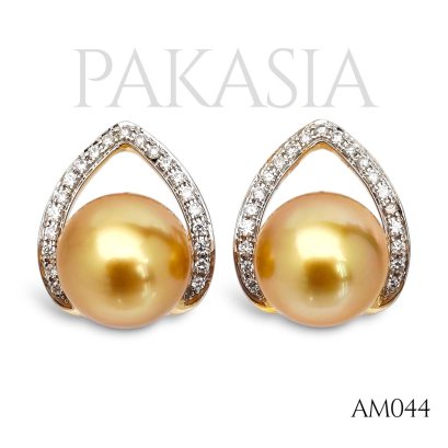 (PSL) (Amami Oshima) Approx. 10.6 mm, Aurora Moon Rainbow, Drop Halo Diamond Pearl, Stud Earrings
