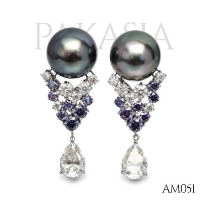 14.1 mm and 14.2 mm, Tahitian Pearl, Pearl Gens Hive, Stud Earrings