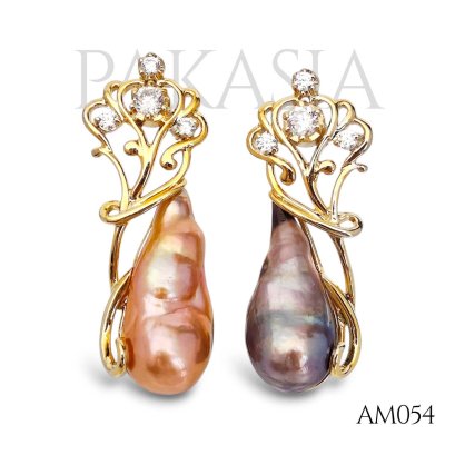 11.4 mm and 11.8 mm, Getsumen Royale, Ripple Pearl, Crown Pearl, Stud Earrings