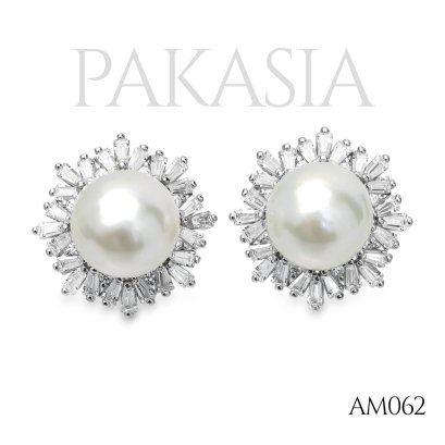Approx. 9.0 - 10.0 mm, Edison Pearl, Pearl Halo CZ, Stud Earrings