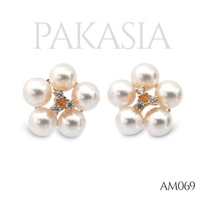 Approx. 4.0 mm, AK Pearl, Flower Pearls, Stud Earrings