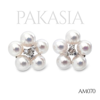 Approx. 4.0 mm, AK Pearl, Flower Pearls, Stud Earrings