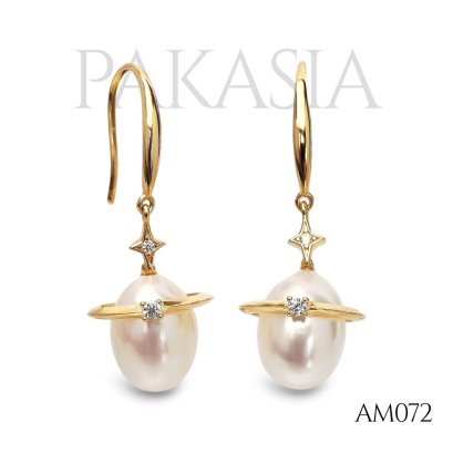 Approx. 8.0 mm, Freshwater Pearl, Vivian Pearl, Fish Hooks Earrings