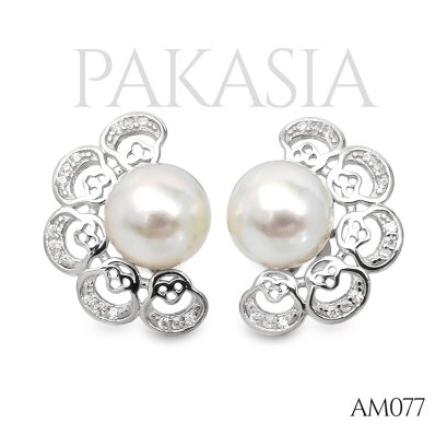 Approx. 6.0 mm, Moonlight, Akoya Pearl, Pearl Peacock Tail, Stud Earrings