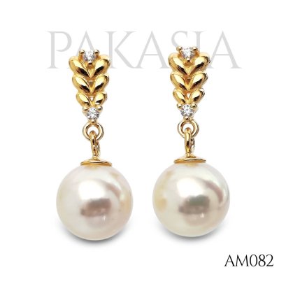 Approx. 7.0 mm, Moonlight, Akoya Pearl, Genger Flower Dangle Pearl, Stud Earrings