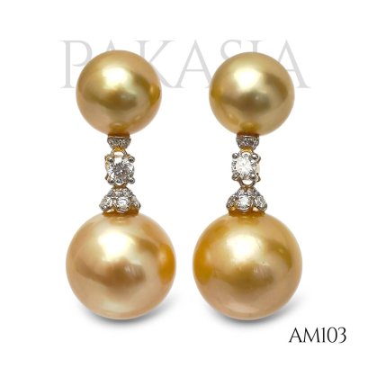 Approx. 9.0 - 12.0 mm, Gold South Sea Pearl, Pearl Stud Earrings Dangle Pearl
