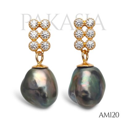 Approx. 8.0 mm, Keshi Tahitian Pearl, 6 Stones Pack Dangle Pearl, Stud Earrings