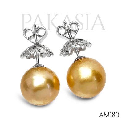 Approx. 12.0 mm up, Gold South Sea Pearl, Stud Earrings