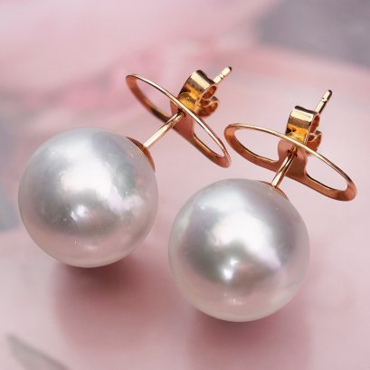 Approx. 12.0 mm Up, South Sea Pearl, Stud Pearl Earrings